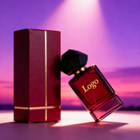 Flacon de parfum en verre ambré carré de luxe, couleurs personnalisées, vide, 30 ml, 50 ml, 100 ml, avec couvercle unique