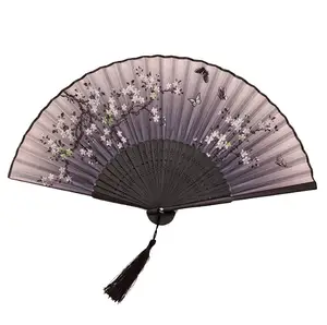 Wholesale Chinese style classical dance women's ancient costume custom printed round folding hand fan