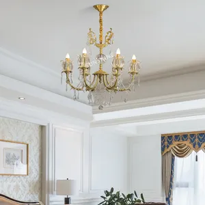 Lustres de cristal de luxo europeu para sala de estar do hotel velas decorativas