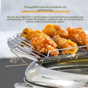 Durable 304 Food Grade Stainless Steel Deep Fryer Flying <strong>Pot</strong> with Thermometer for Home and Restaurant Kitchens - Product Image 3