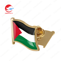 Épingle de Broche en Émail Dur Personnalisée Fabrication en Gros Drapeau National de la Palestine avec Double Croix et Carte en Métal