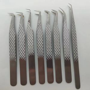 Herramientas cosméticas al por mayor pinzas de precisión de cabeza de fibra de malla de acero inoxidable reparación curadoras de pestañas de cejas - Product Image 3