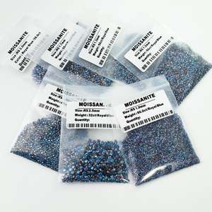 Pierres de moissanite bleu royal en vrac, traitées thermiquement, taille brillant, 0,8-3 mm, pour la fabrication de bijoux, montres, boucles d'oreilles, pendentifs - Product Image 2