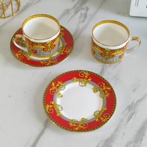 Gran oferta taza de café platillo pareja cabeza dorada personalidad creativa juegos de tazas y platos con caja de regalo - Product Image 5