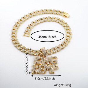 Nl2282 किंगकम्प यूरोपीय अमेरिकी हिप-हॉप शैली पूर्ण डायमंड मिश्र धातु पेलेंट क्यूबन श्रृंखला - Product Image 3