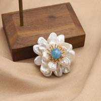 Broche ronde en perles blanches 8-9mm, perle crème, style moderne, accessoire de mariage, perle véritable, surface lisse