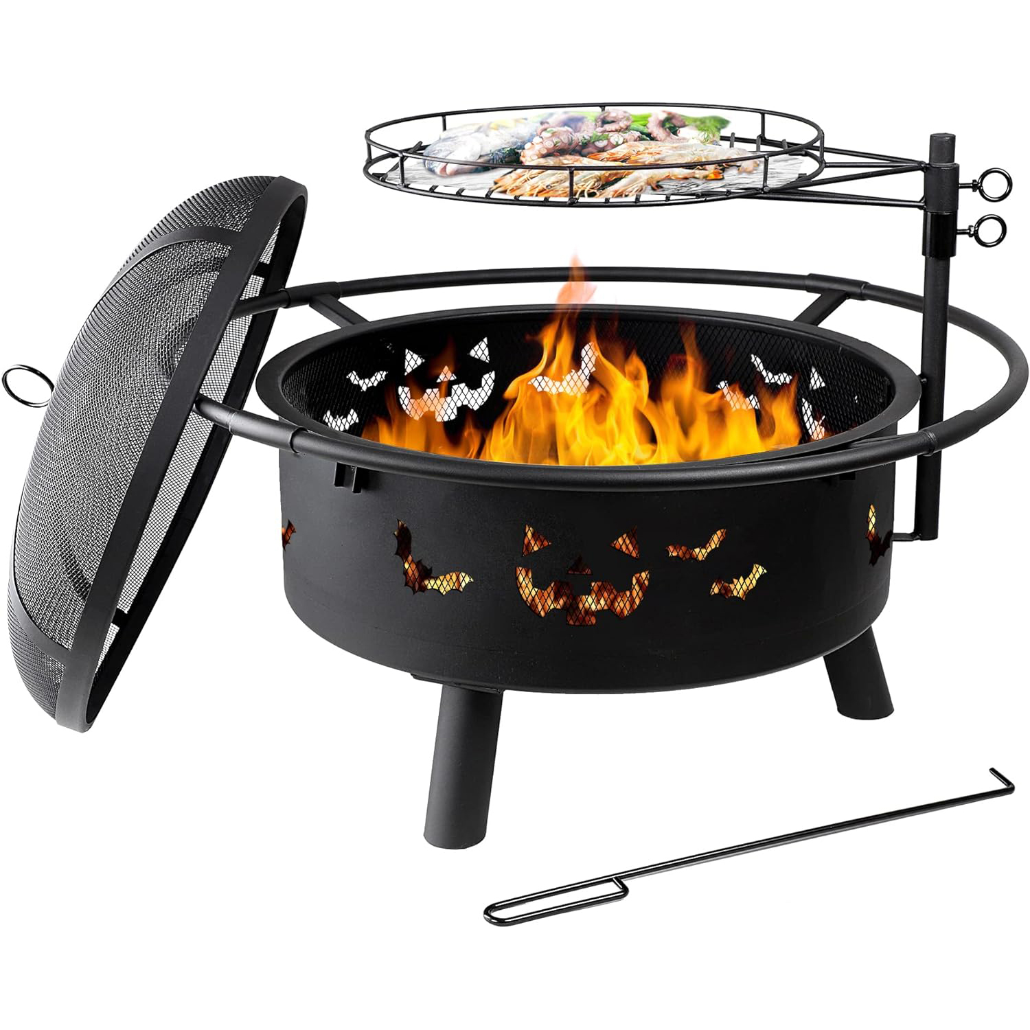 Bestseller große größe tief im freien camping feuerstelle holzverbrennung garten feuerstelle mit bbq grill