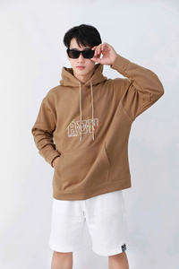 Haute qualité 500 GSM épais uni coton sweat à capuche personnalisé grande taille marron à capuche pour hommes femmes ODM automne grande taille - Product Image 2