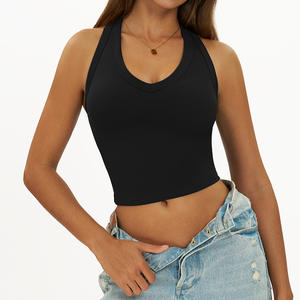 RUIQUWIN, venta al por mayor, camisetas sin mangas de entrenamiento transpirables de secado rápido de alta elasticidad sin costuras para mujer, parte superior de Yoga ajustada de alto soporte frontal - Product Image 2