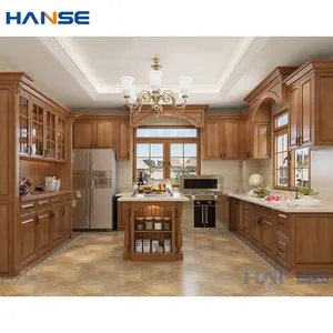 Ready made painting oak solid wood kitchen unite cabinets imported customized paint wooden kitchen cabinet with sink