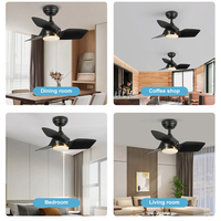 Ventilateur de plafond moderne noir mat et or de 26 pouces avec kit d'éclairage LED 20W, 3 pales, télécommande, 110-240V
