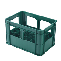 Caisse en plastique rigide empilable et recyclable en HDPE pour bouteilles de bière avec poignée