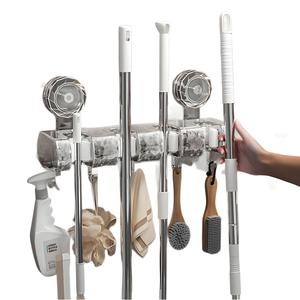 Support mural de rangement BWA96 pour salle de bain avec ventouse, design détachable pour l'organisation des toilettes et les pinces à balai - Product Image 4