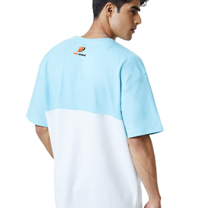 เสื้อยืดโอเวอร์ไซส์ผู้ชายคุณภาพดี สีน้ำเงิน ทรงหลวม คอทรงกลม ผ้าฝ้าย ใส่สบาย สไตล์ลำลอง - Product Image 2