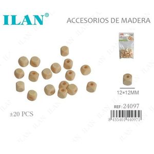 Perline in legno ILAN 12x12mm rotonde in legno naturale, accessorio per la creazione di gioielli - Product Image 1