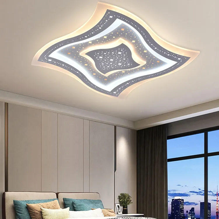 أضواء غرفة حديثة بتصميم أجهزة أكريليك بجهاز تحكم عن بعد من أفضل المبيعات من HIVIES أضواء سقف ليد 170 واط أضواء سقف ليد