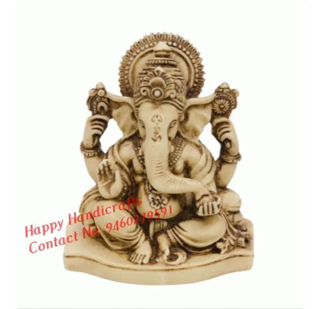 Craftghar Ganesh Idol Murti Met Bone Afwerking Van Marmer Stof Standbeeld Voor Huis En Kantoor