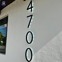 Letrero de Número de Casa LED 3D Moderno, Iluminado en Negro, de Acrílico Personalizado, con Energía Solar, para Exterior, Número de Habitación de Hotel