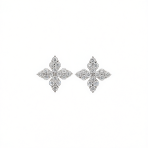 Orecchini di Diamanti Bianchi Champagne Taglio Brillante Rotondo Colore G Naturale in Oro Bianco Gioielli Classici da Sposa per Donne - Product Image 1