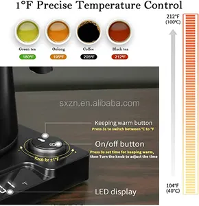 Hervidor electrico de cuello de cisne、Hervidor de cuello de cisne para cafe y te、teteras de control de temperatura de 1.0 L