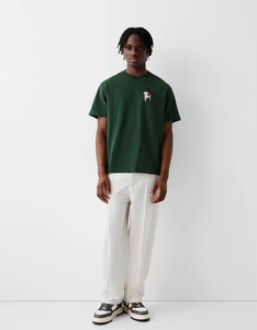 T-shirt ample en coton 100% de haute qualité, style streetwear, avec logo personnalisé, tissu tricoté respirant pour vêtements homme - Product Image 3