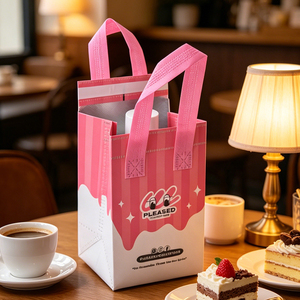 Bolsa Reutilizable Ecológica de Tela No Tejida Rosa con Aislamiento para Llevar Postres Congelados, Frutas y Bebidas de Verano, Mantiene la Frescura - Product Image 2
