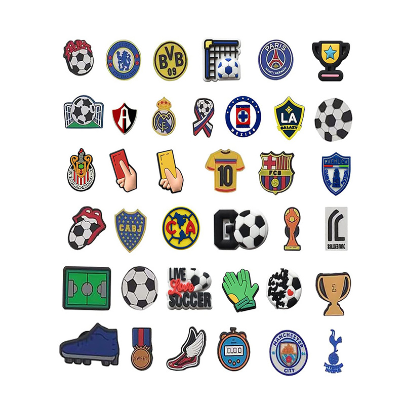 2022 оптовая продажа, Лидер продаж, персонализированная футбольная Спортивная команда, Мультяшные сабо, аксессуары для обуви, украшения, мягкие подвески для футбольной обуви из ПВХ