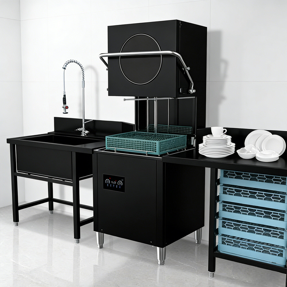 High Quality SS304 Smart Commercial Dishwasher ETL/CE Certified Hood Type Kitchen Sterilization Equipment Touchscreen Control