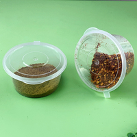 Échantillon gratuit de gobelet à sauce en plastique jetable rond pour emporter, avec couvercle à charnière