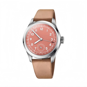 Reloj de pulsera Pointer Date automático, mecánico, con segundos pequeños, estilo vintage, correa de cuero, logotipo personalizado OEM, 39 mm, minimalista, fabricantes de relojes de pulsera. - Product Image 3