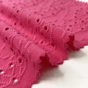 Tela de encaje con ojal para vestidos y tops, tejido de poliéster, licra, tejido jacquard, color rosa - Product Image 3