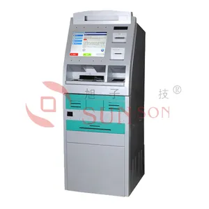 Vrijstaande Cheque Credit Card Cash Coin Bill Betaling Kiosk Ticket Vending Waarde Toevoegen Financiële Machine