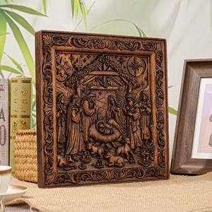 Plaque Cadeau en Bois Scène <span class=keywords><strong>de</strong></span> Nativité, Souvenir <span class=keywords><strong>de</strong></span> la Nativité <span class=keywords><strong>de</strong></span> Jésus Sculpté à la Main, Souvenir <span class=keywords><strong>de</strong></span> Noël Chrétien en Gros - Product Image 3