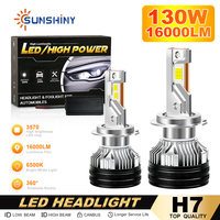 Bombillas LED para Faros Delanteros Sunshiny X04 H7 H1 H4 9005 9006 de Alta Potencia 130W 16000LM H7 6500K con Chip 3570, Sin Errores CANBUS, Lámpara para Auto