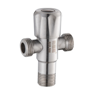 Robinet d'angle en acier inoxydable Hemans 15 mm FPT x FPT, robinet d'arrêt à trois voies avec noyau en cuivre pour distribution d'eau - Product Image 5