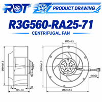 Ventilateur centrifuge de remplacement EC R3G560-RA25-71 à haut débit d'air, écoénergétique, de qualité commerciale, pour système de gestion thermique