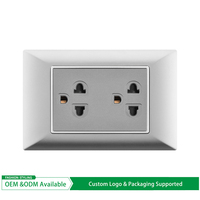 Prise murale américaine double 3 pôles standard thaïlandaise 16A 250V en verre/aluminium durable, 2 sorties, anti-effraction