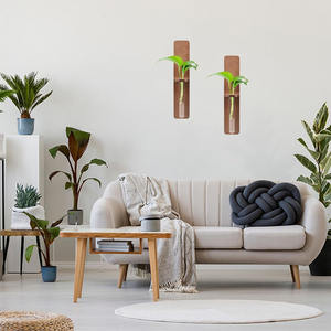 Tube de Station de Propagation de Plantes avec Support en Bois Vase Décoratif Mural Hydroponique Plante Suspendue Terrarium Jardinière en Verre - Product Image 6