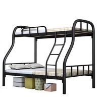 Lit superposé moderne et minimaliste en fer, lits supérieurs/inférieurs, lit double parent-enfant, cadre épaissi, échelle antidérapante, longue barrière de sécurité