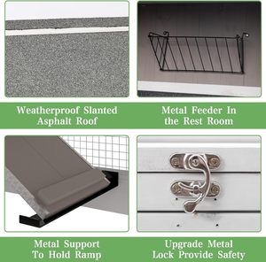 Conejera Grande de Madera de 2 Pisos para Interior/Exterior con Dos Áreas de Recinto para 2-6 Conejos/Porquillos - Product Image 6