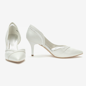 Personalizzato Bella <span class=keywords><strong>Bianco</strong></span> del Cuoio Genuino <span class=keywords><strong>Con</strong></span> Le Signore Del Merletto Da Sposa Pompe Scarpe Tacchi Da Sposa Per La Sposa - Product Image 1
