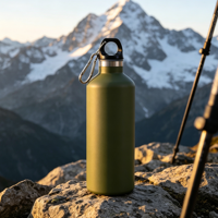 MEODO Bouteille d'eau isotherme sport en acier inoxydable SUS304 à double paroi de haute qualité avec mousqueton 500ml