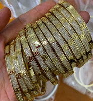 Luxe Gold Filled Line3 Clear Zirconia Zircon Stone All Star Zilveren Vergulde Stijve Bangle Armband Sieraden Voor Vrouw
