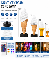 Grande sculpture de crème glacée de 95 cm Modèle de nourriture artificielle Canne à bonbon géante Statue de canne à glace à vendre avec lumière LED