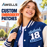 Écussons brodés personnalisés : Numéros de maillot sportif avec lettrage cursive pour vestes de baseball, streetwear et vêtements de sport