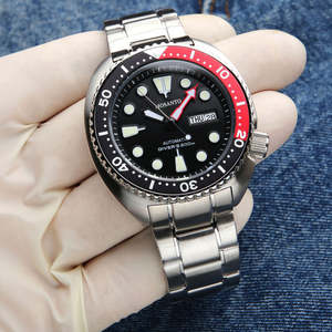 นาฬิกาข้อมือผู้ชายแบบอัตโนมัติเต็มรูปแบบ รุ่นคลาสสิค อะบาโลน ซีรีส์ สีดำและสีแดงสองสี พร้อมฟังก์ชั่นเรืองแสงและปฏิทินคู่ สำหรับดำน้ำและเล่นกีฬา - Product Image 2