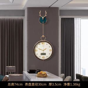 <b>Wall</b> <b>Clock</b> Orange Round Quartz <b>Silent</b> Home Decor With Perpetual Calendar - Product Image 3