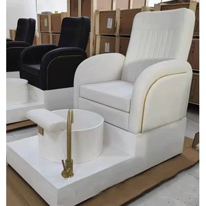 Fauteuil de pédicure spa de luxe blanc avec plateforme, système de jets de massage, lampe LED, équipement de salon de manucure - Product Image 2