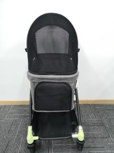 लक्जरी स्टेनलेस स्टील 4-पहिया फोल्डिंग कुत्ते स्टलर अनुकूलित लोगो और रंग पालतू जानवर के लिए आउटडोर यात्रा उत्पाद - Product Image 5