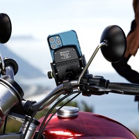 Support de téléphone pour moto étanche, charge rapide sans fil QI15W PD20W, silicone antidérapant 360° °   Bouton de verrouillage mécanique rotatif